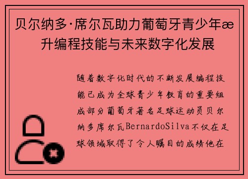 贝尔纳多·席尔瓦助力葡萄牙青少年提升编程技能与未来数字化发展